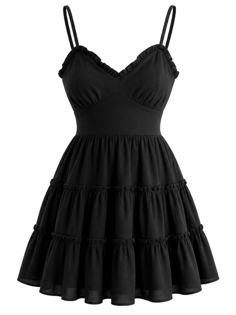 TRIXXI, Black Tiered Fit & Flare Mini Dress, Size Small